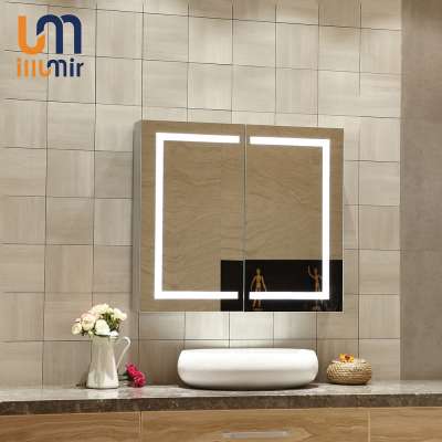 Custom Hotel Project Construction Shower Room LED Lighted  Vanities PVC Bathroom Cabinet