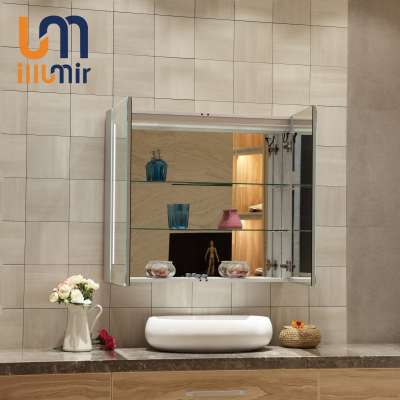 Best Selling Single/Double/Three Door LED Light Source Bathroom Mirror Cabinet With Shaving Socket