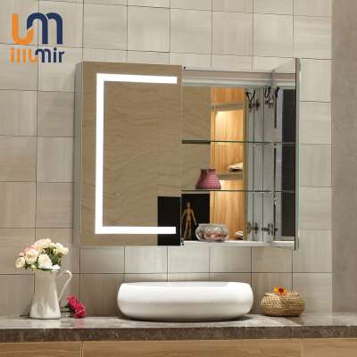 Modern Bathroom Lighted Mirror Cabinet Aluminum Medicine Cabinet