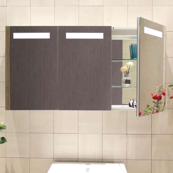 Surface Mounted Modern LED Lighted Mirrored Cabinet for Hotel Bathroom